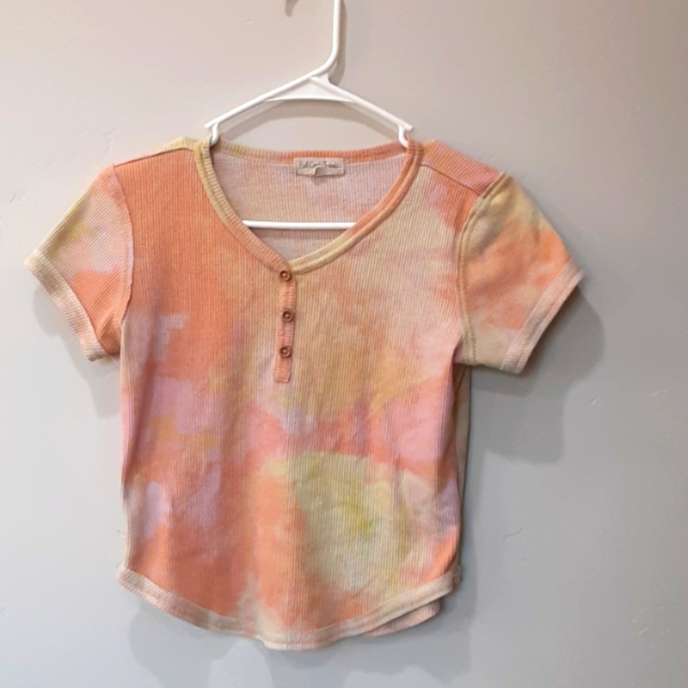 Tie dye shirt with buttons short sleeve size XL/ 16